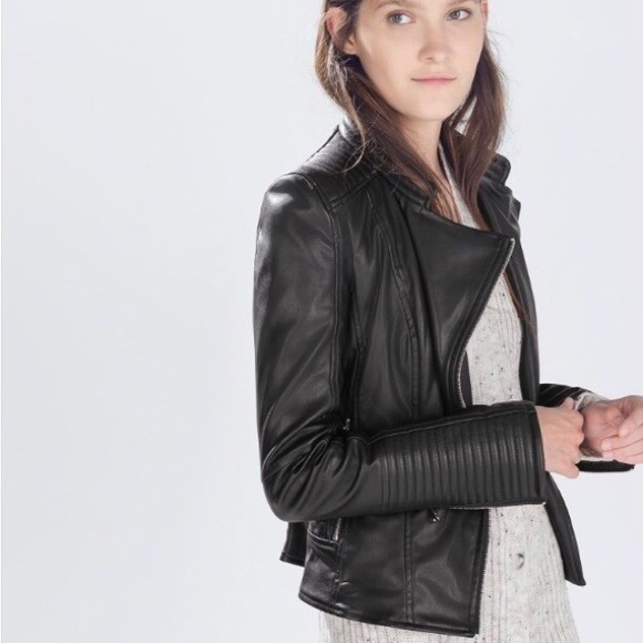 zara faux leather jacket with zips